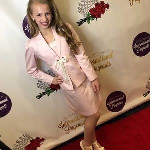 Pink girls interview suit